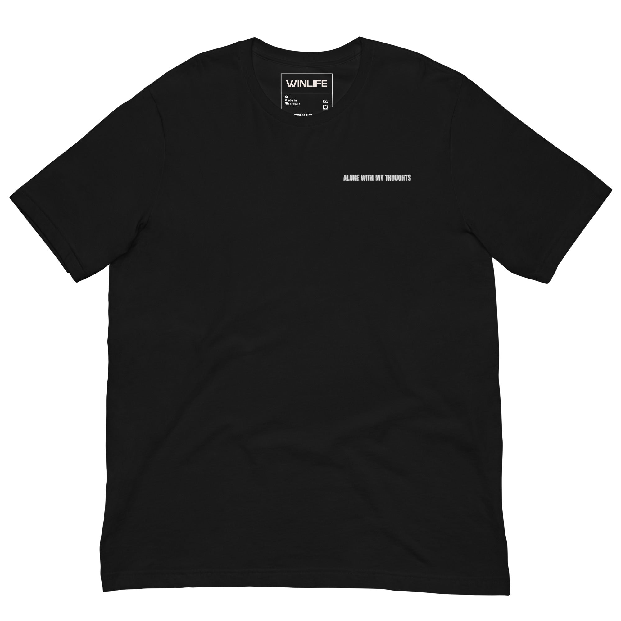 Black "Alone With My Thoughts" Embroidered T-Shirt