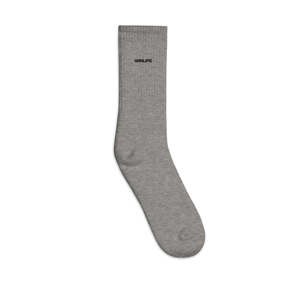 White Classic Embroidered Socks