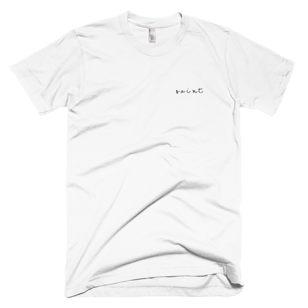 White "Saint" Embroidered T-Shirt