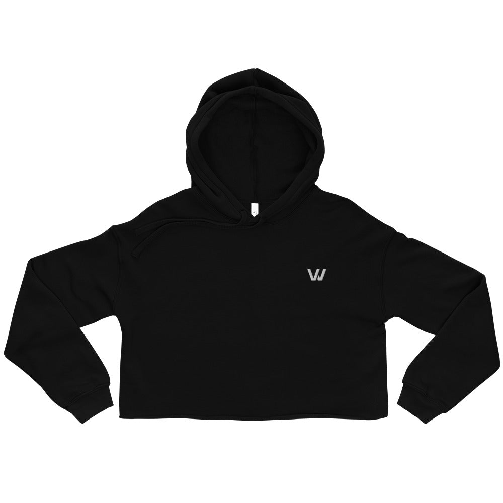 Black Classic Embroidered "W" Crop Hoodie